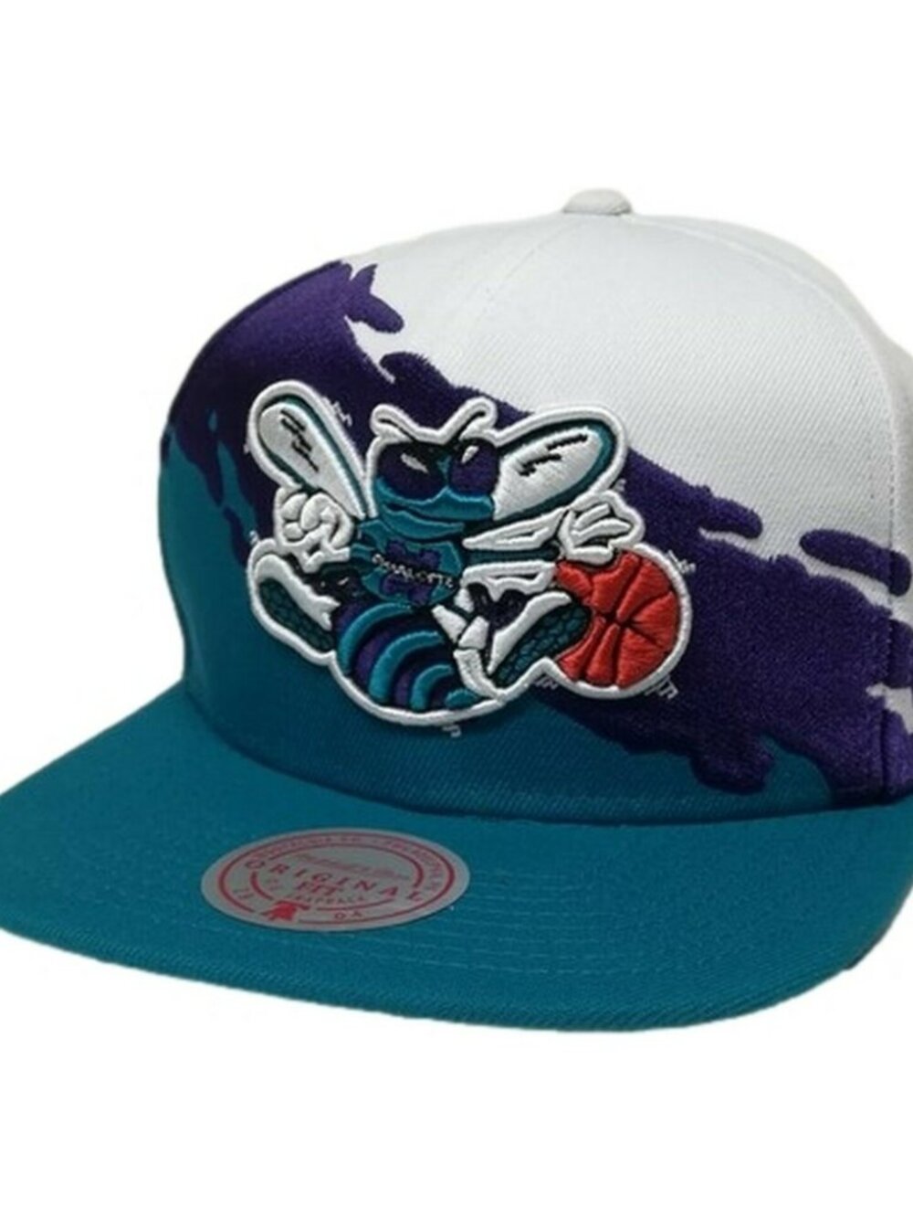 Men's Mitchell & Ness White, Teal Charlotte Hornets Hat